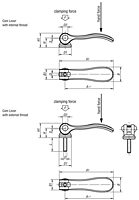 All Stainless Steel Cam Levers - Male