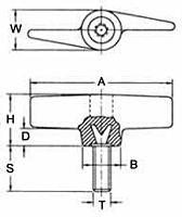 Wing Knobs - Stud - Style 3 - Metric
